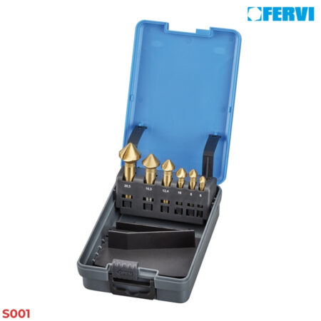 FERVI S001 Bộ mũi vát mép 90° 3 lưỡi cắt 6 chi tiết