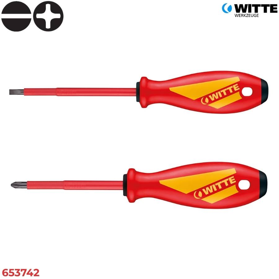 WITTE 653742 Bộ tua vít cách điện 6 món MAXX (Dẹt & Bake) - 1