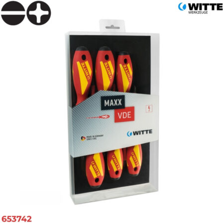 WITTE 653742 Bộ tua vít cách điện 6 món MAXX (Dẹt & Bake)
