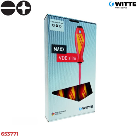 WITTE 653771 Bộ tua vít cách điện 5 món MAXX SLIM (Dẹt & Bake)