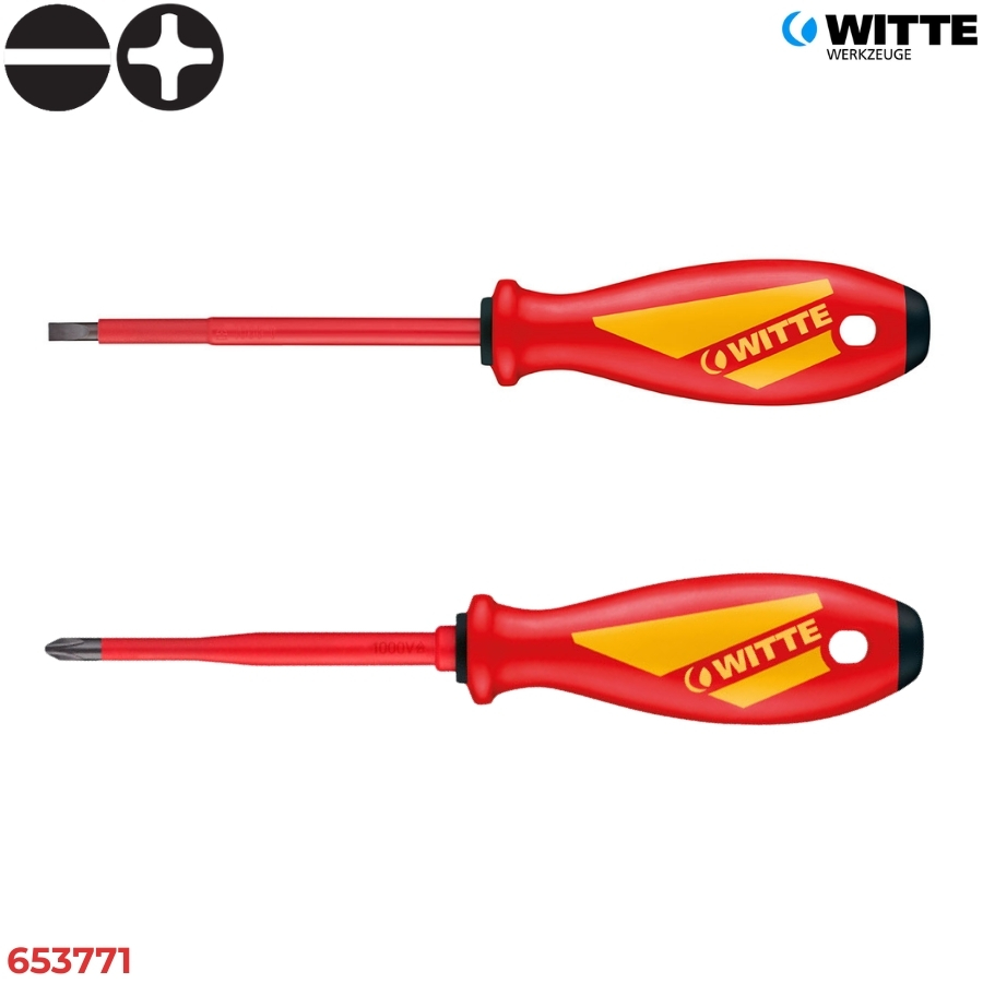WITTE 653773 Bộ tua vít cách điện 6 món MAXX SLIM (Dẹt & Bake) - 1