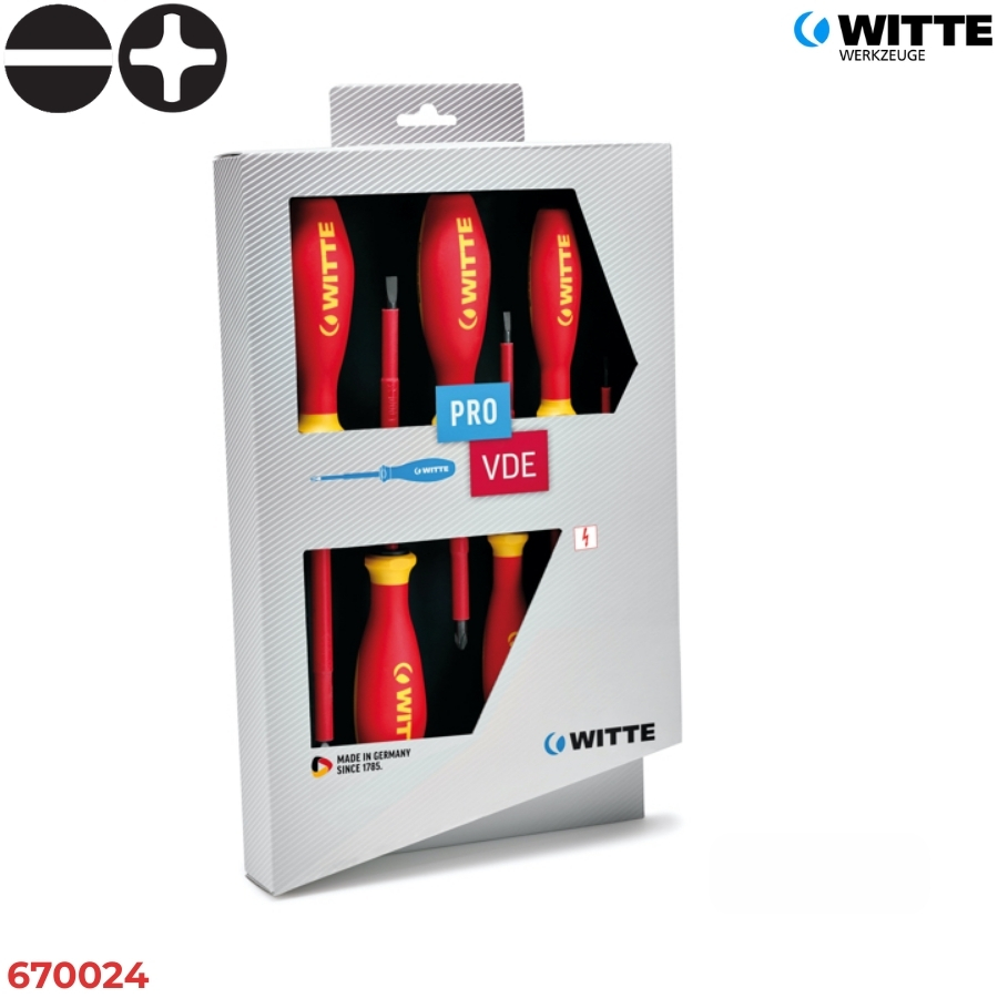 WITTE 670024 Bộ tua vít cách điện 5 món PRO (Dẹt & Bake)