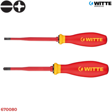 WITTE 670080 Bộ tua vít cách điện 5 món SLIM (Dẹt & Bake) - 1