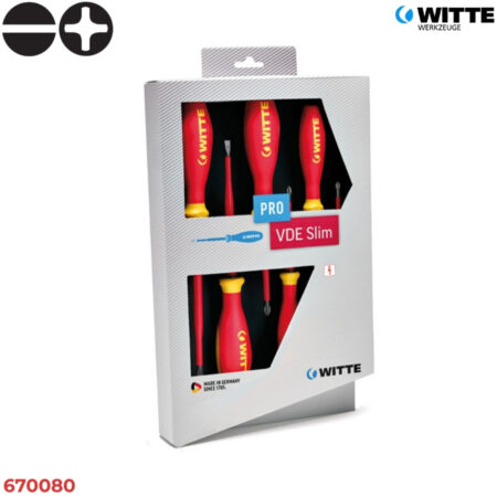 WITTE 670080 Bộ tua vít cách điện 5 món SLIM (Dẹt & Bake)