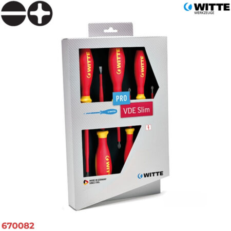 WITTE 670082 Bộ tua vít cách điện 6 món SLIM (Dẹt & Bake)