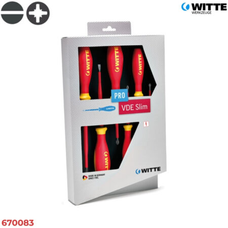 WITTE 670083 Bộ tua vít cách điện 6 món SLIM (Dẹt & Pozidriv)