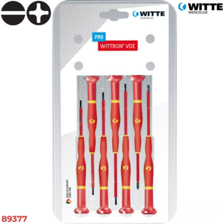 WITTE 89377 Bộ tua vít điện tử cách điện 7 món (Dẹt & Bake)