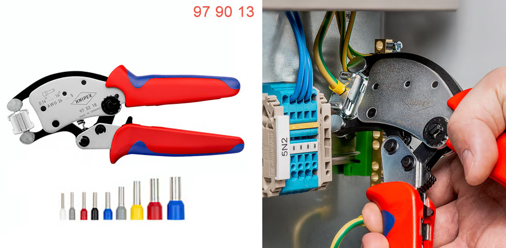 chi tiết Bộ kìm bấm cos ống 0,14 - 16 mm² Knipex 97 90 13