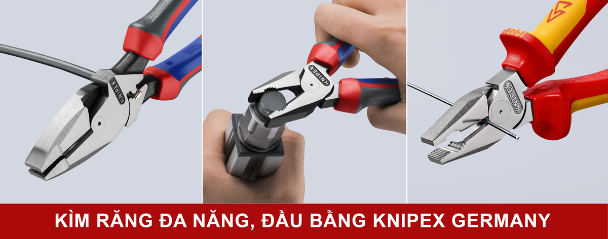 kìm răng đa năng đầu bằng Knipex Germany