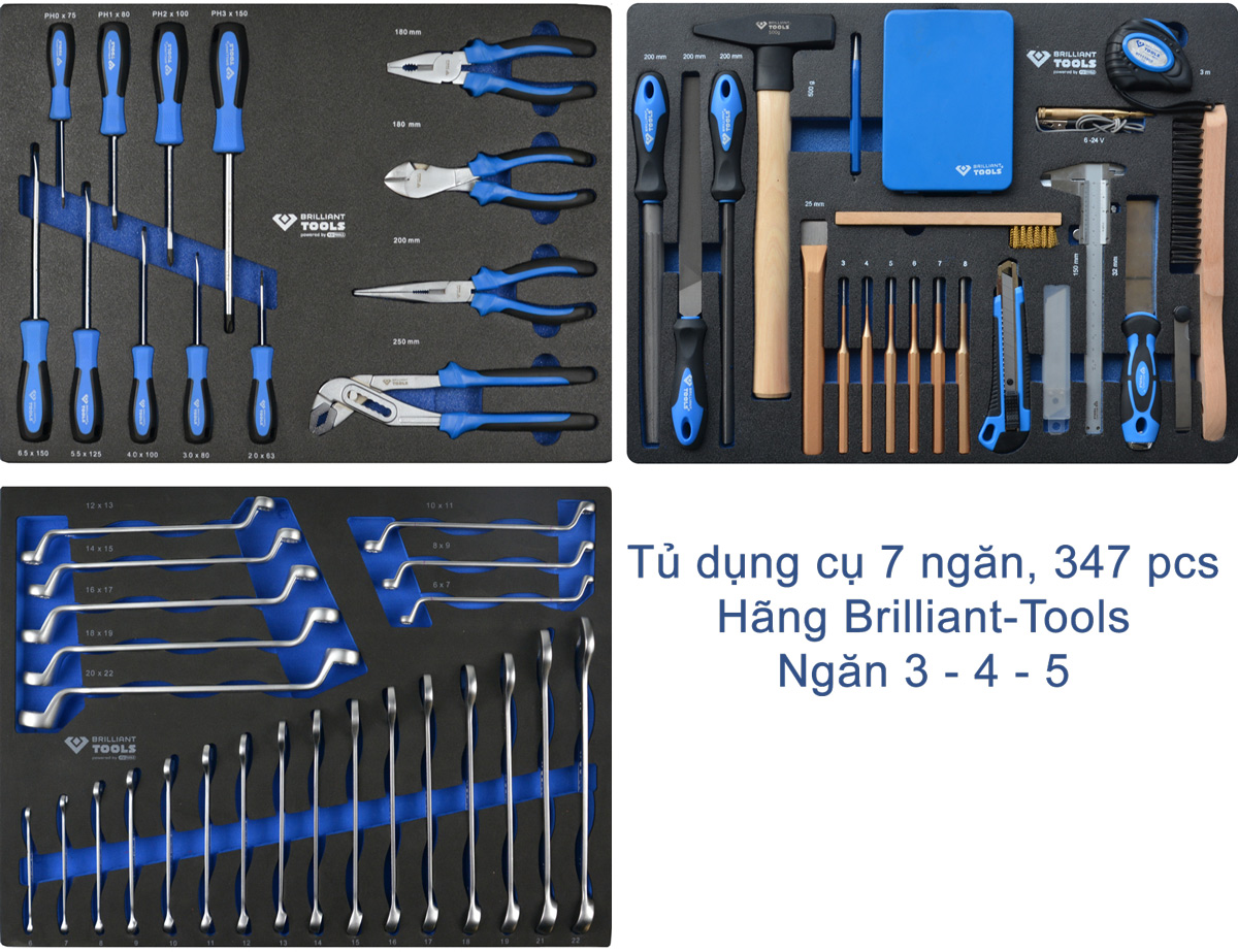 Tủ dụng cụ sửa chữa Workshop 347 pcs, 7 ngăn BT153347 ngăn 3+4+5