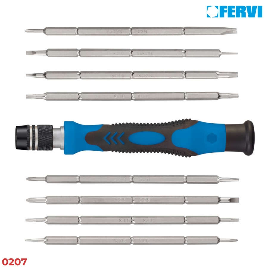 FERVI 0207 Bộ mũi vít 2 đầu kèm tay vặn 9 chi tiết 2