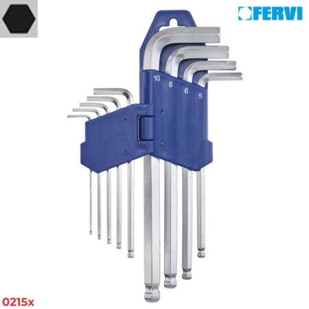 FERVI 0215x Bộ lục giác đầu bi dáng dài 9 cây