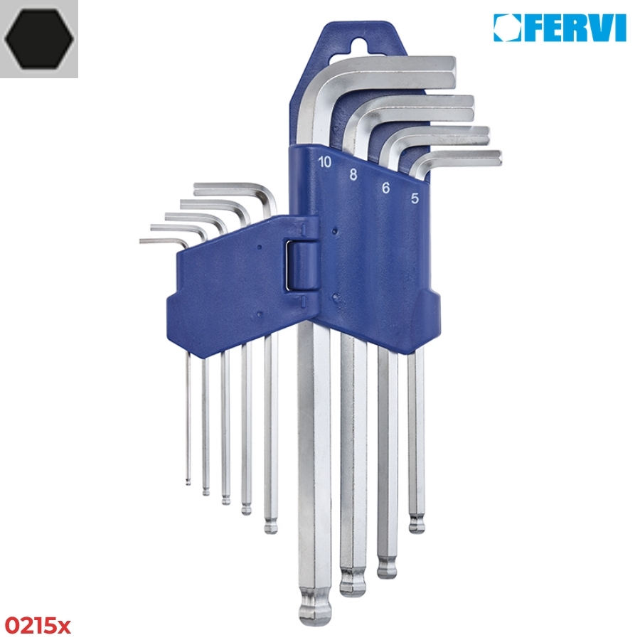 FERVI 0215x Bộ lục giác đầu bi dáng dài 9 cây