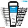 FERVI 0690/12P Bộ cờ lê vòng miệng tự động đầu lắc 12 cây