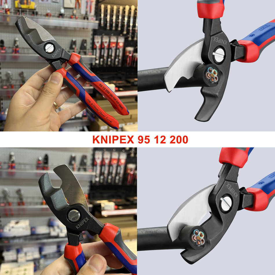 ứng dụng Kìm cắt cáp điện Cu+AL hai lưỡi cắt KNIPEX 95 12 200