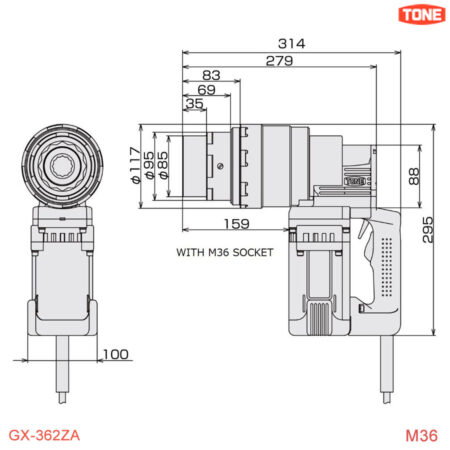 Spec Máy siết cắt bu lông M36 TONE Japan GX-362ZA