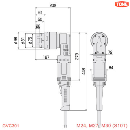 thông số Máy siết cắt đầu bu lông góc M30 TONE GVC302