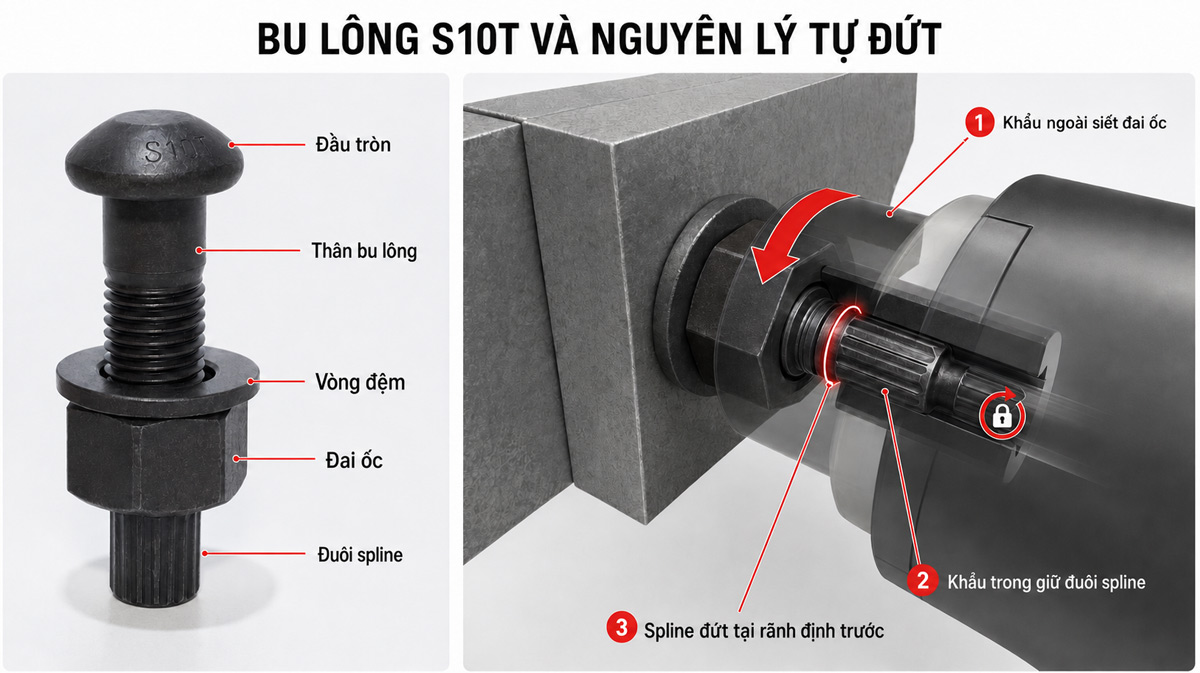 Bu lông tự đứt S10T là gì? Cấu tạo, Nguyên lý, Lưu ý sử dụng ?